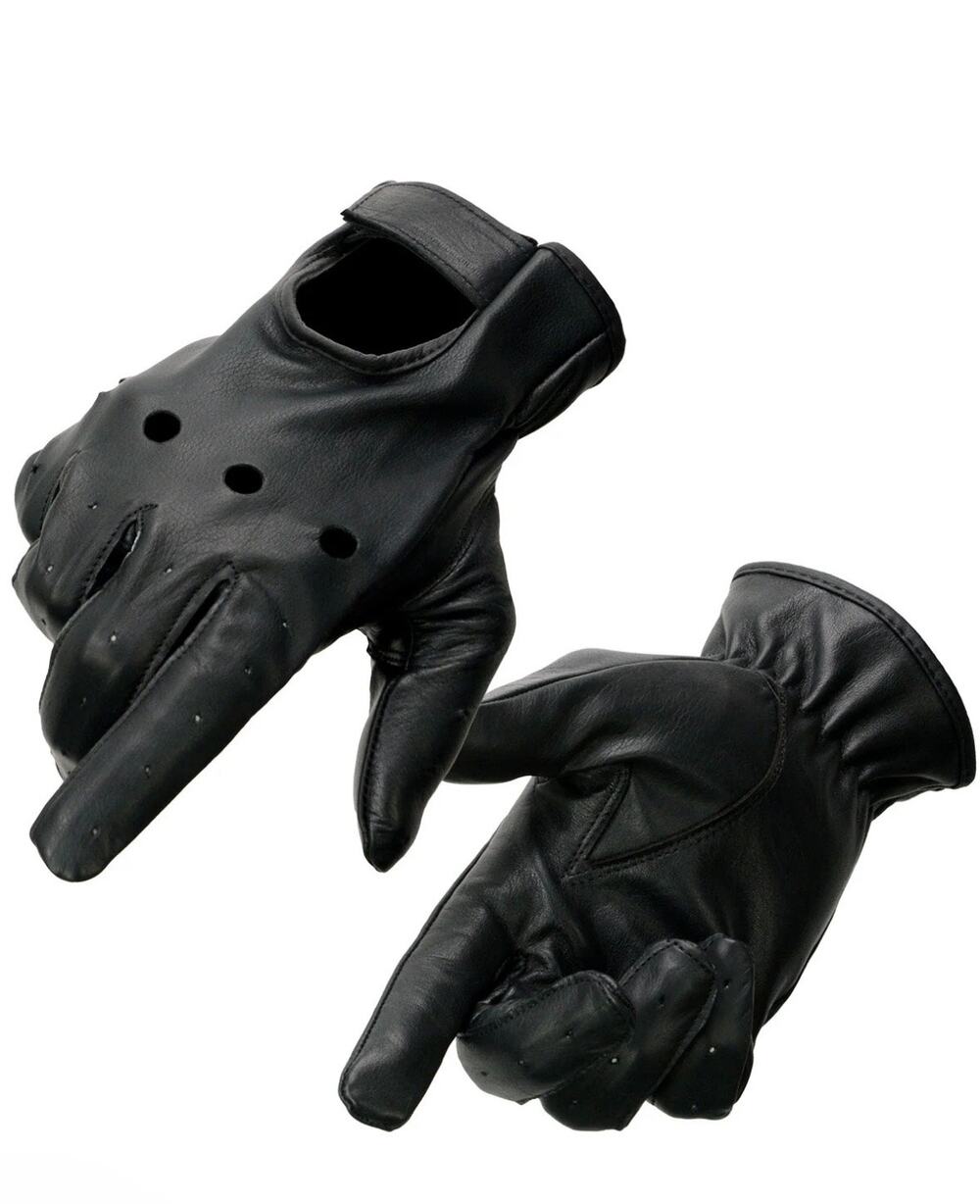NWT Milwaukee Leather SH247 Men's Black Leather Unlined Driving Gloves